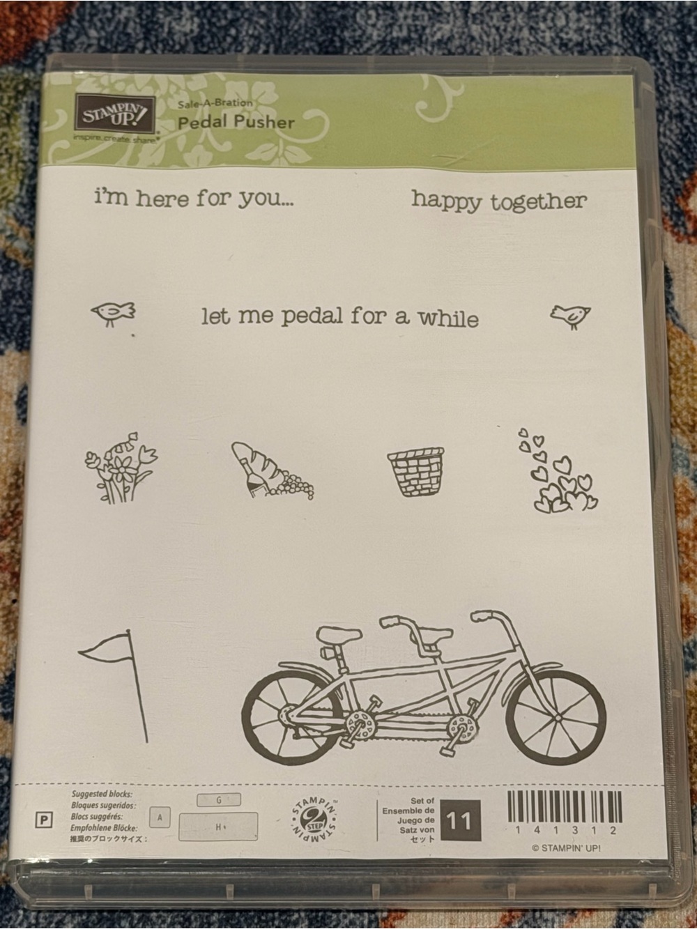 Stampin' Up! Pedal Pusher Clear Stamp Set - Black and Green Accents